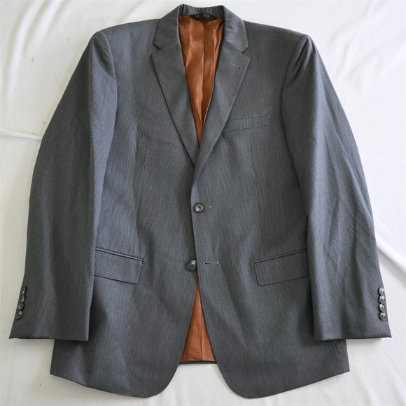 Jos A Bank 40R Gray Check 100% Wool Mens Blazer Sport Coat Jacket
